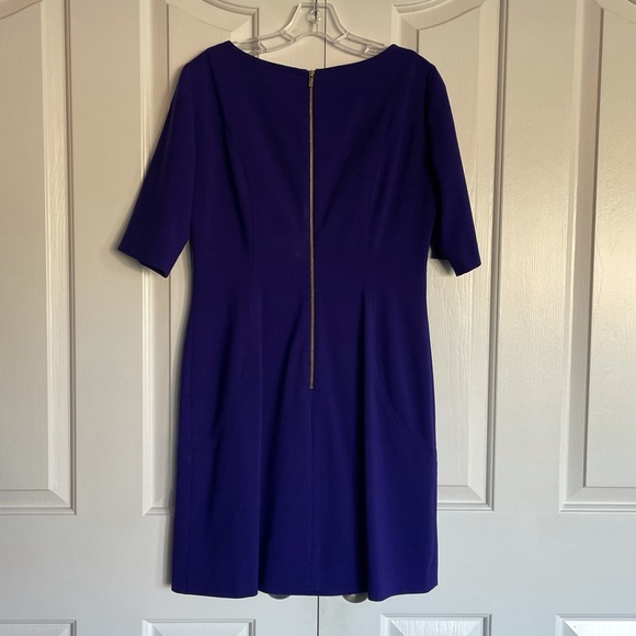 Tahari Seamed A Line half sleeve blue violet dress M 10 EUC - Picture 5 of 15